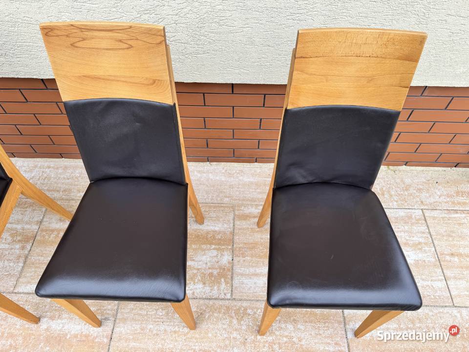 Krzesła drewniane nowoczesne stylowe skóra sprzedam