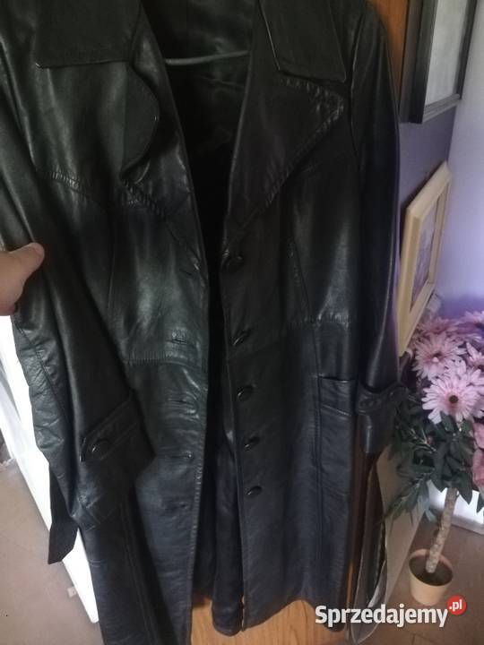 Płaszcz skurzany z lat PRL czerwony Warszawa sprzedam