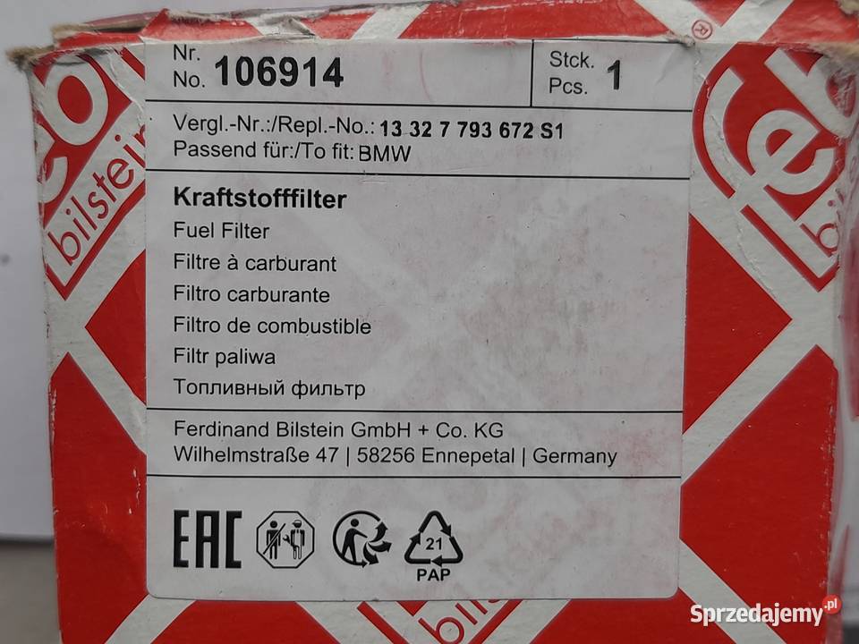 Filtr Paliwa FEBI BILSTEIN 106914 do BMW serii 3 Dąbrowa Górnicza