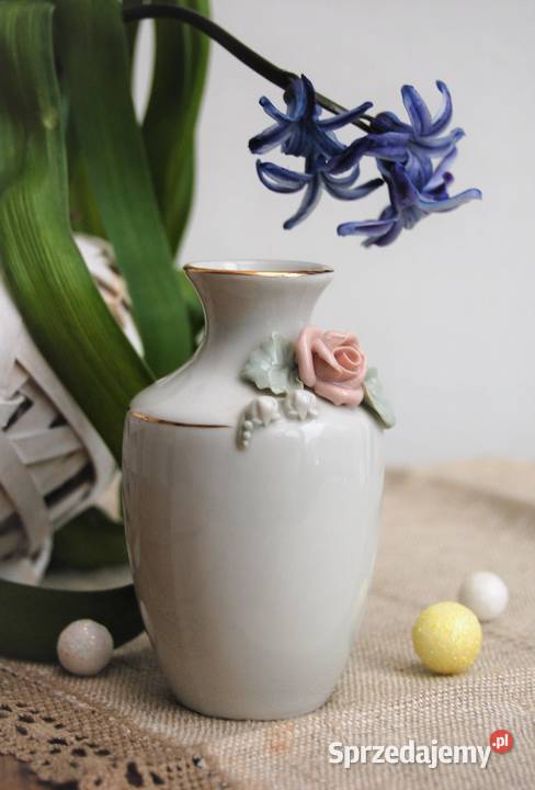 Wazonik róża konwalie relief porcelana Ćmielów wielokolorowy Dekoracje i ozdoby Lublin