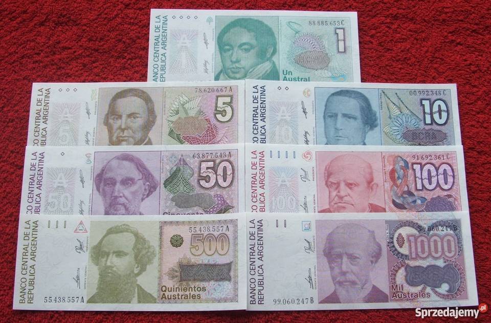 ARGENTYNA Kolekcjonerskie Banknoty Zestaw - 7 sztuk UNC