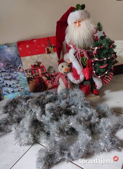 długi łańcuch choinkowy srebrny błyszczący