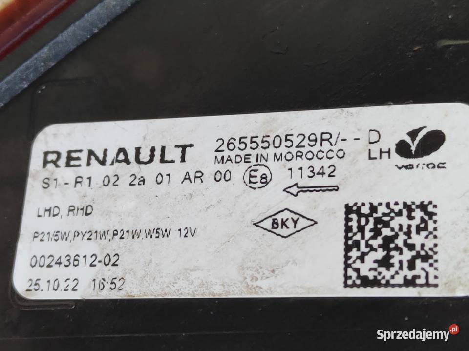 Lampa Lewy Tył Dacia Sandero III 265550529R Pleszew