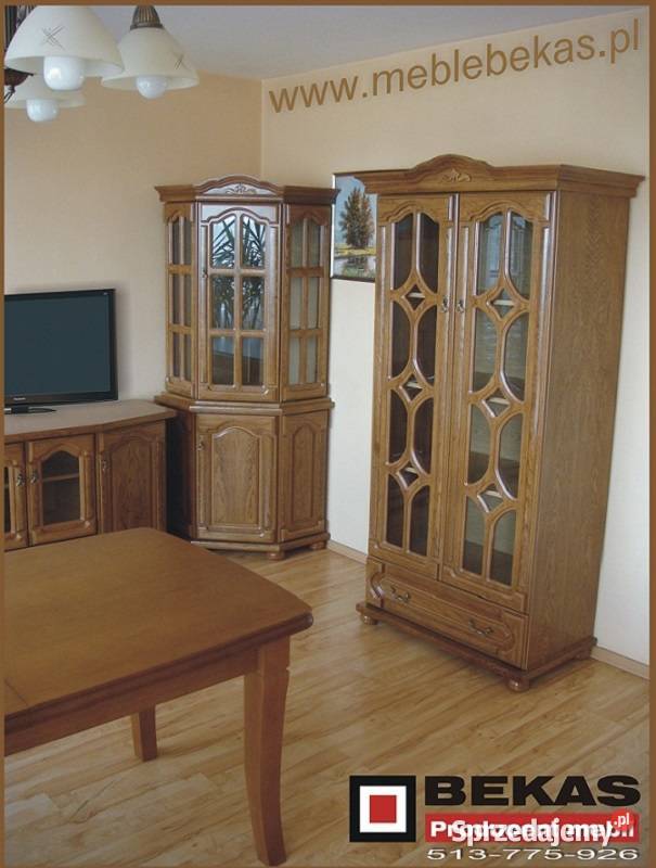 Duży Komplet Mebli Stylowych Dąb Komoda Witryna