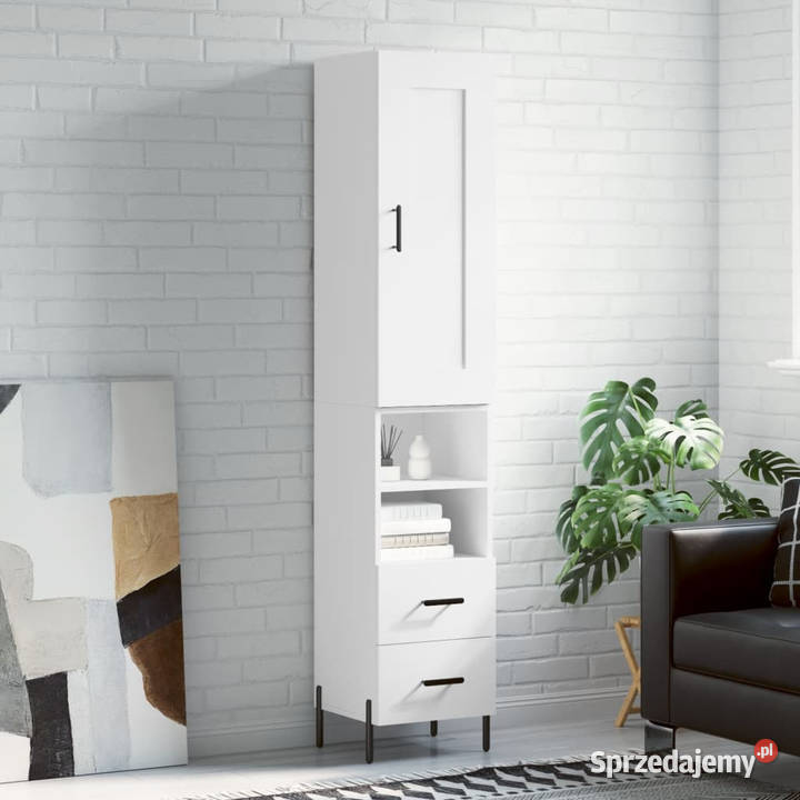 Wysoka szafka biała 345x34x180 materiał Warszawa