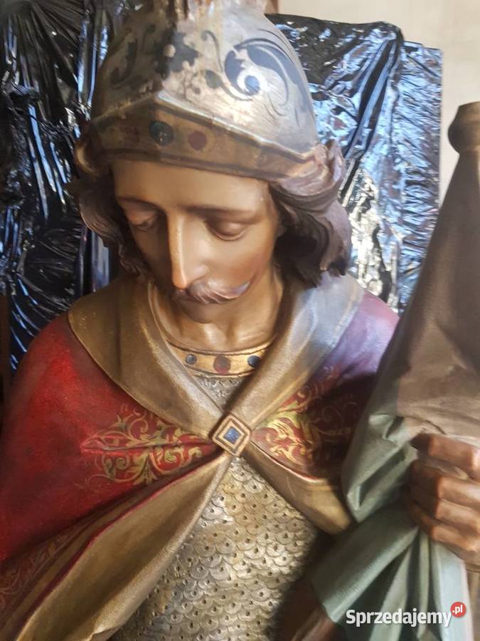 Rzeźba figura Św Florian drewno polichromia XIX Orneta