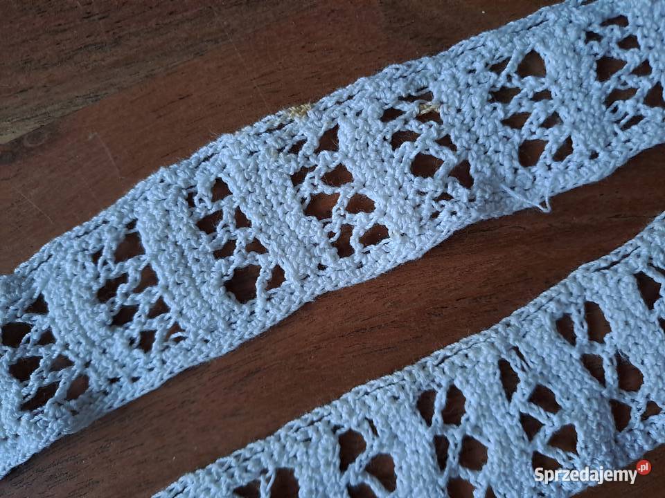 PRL Tasiemka Wstążka Haftowana koronka Warszawa