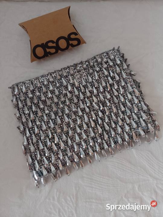 ASOS Bogato zdobiona torebka wieczorowa do ręki szary/srebrny Kraków