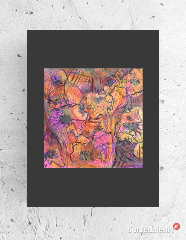 boho rysunek A4 łąka obrazek 21x30 mały rysunek Łódź