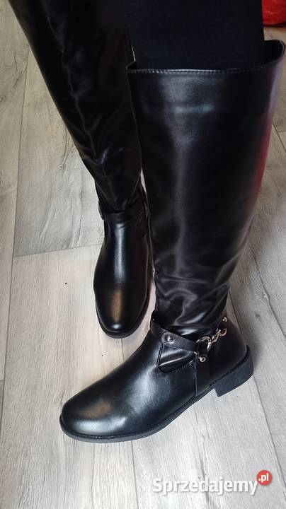 43 Czarne zdobione Kozaki oficerki biznesowe Kraków