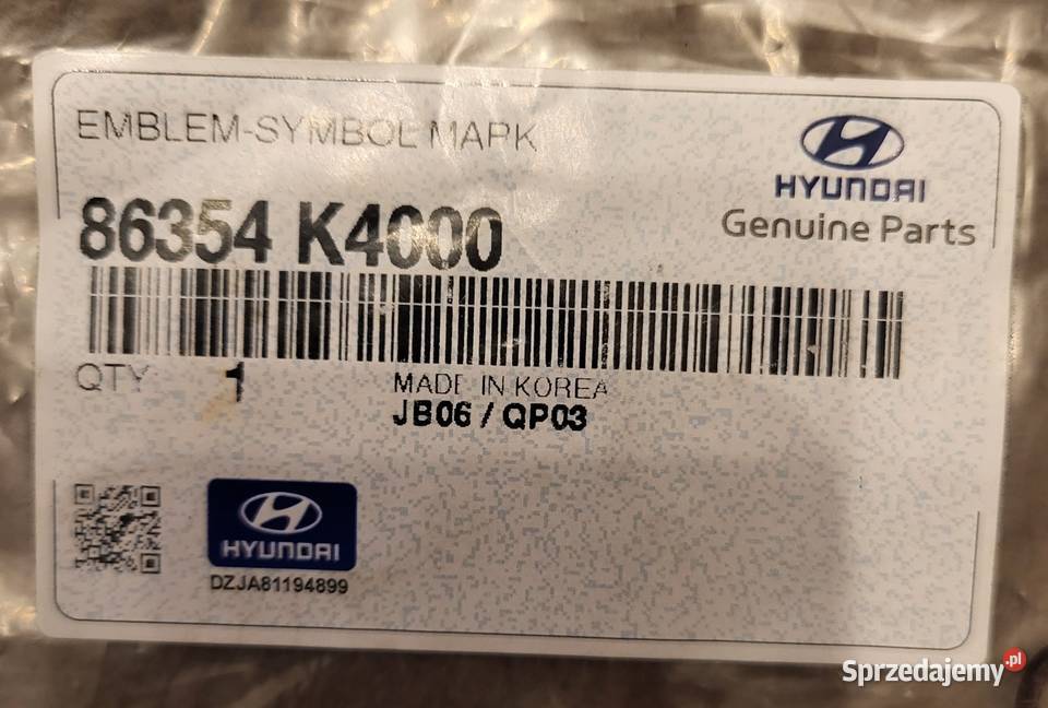 Emblemat Znaczek Logo Przód Hyundai Kona EV Akcesoria samochodowe śląskie Gliwice sprzedam