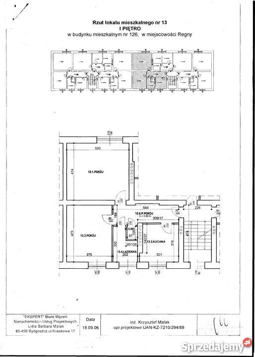 66 m2 na własność w Regnach 25 Łodzi blacha Regny sprzedam