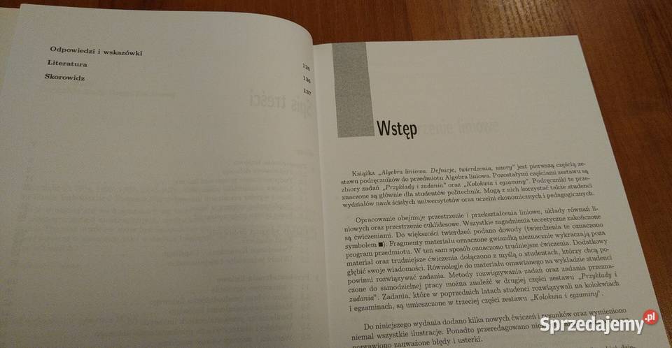 Algebra liniowa Definicje twierdzenia wzory Gdańsk