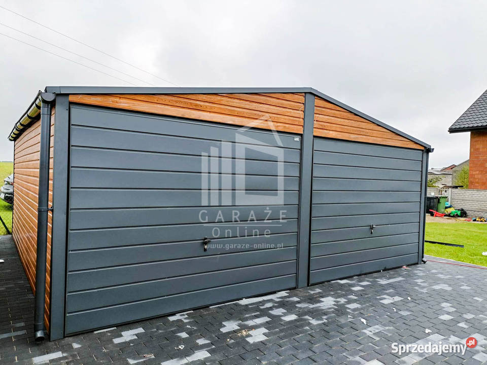 GARAŻ BLASZANY 6m x 6m dwuspadowy 2x Brama drzwi Wieliczka