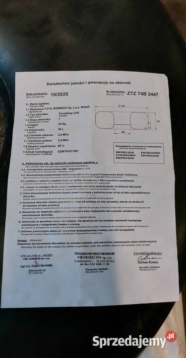 Butla LPG z zaworem bocznym 56L TDT 102030r Jarosław sprzedam
