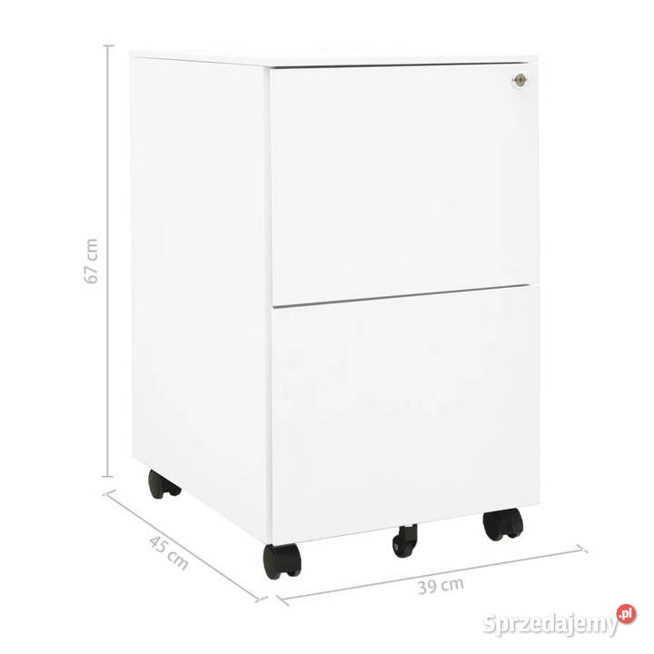 Mobilna szafka kartotekowa biała 39x45x67