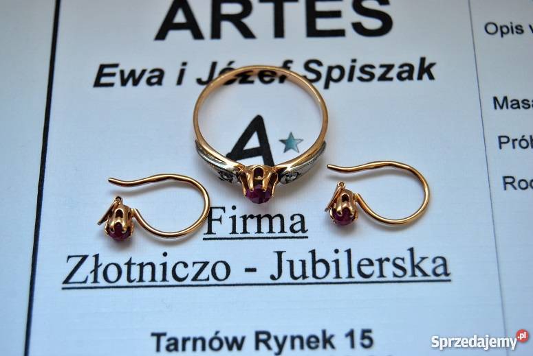 OKAZJA Sprzedam złoty pierścionek i kolczyki małopolskie Tarnów