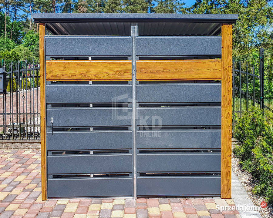 Wiata Śmietnikowa 12x1m drzwi drewnopodobny Jelenia Góra