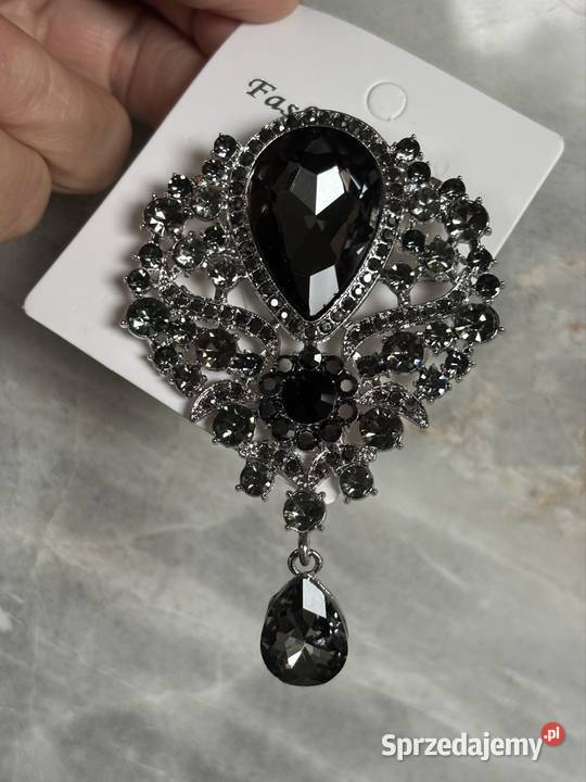 Efektowna biżuteryjna broszka z ruchomą łezką Kraków sprzedam