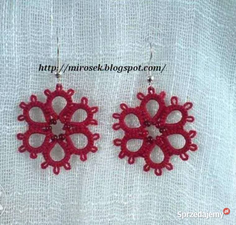 Kolczyki frywolitka gotyk gothic czerwone Łódź