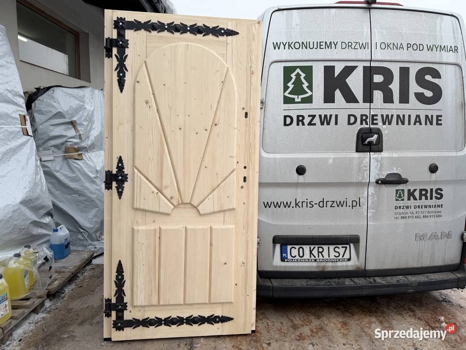 DRZWI ZEWNĘTRZNE ŚWIERKOWE dostępne ręki 75mm małopolskie Małe Ciche