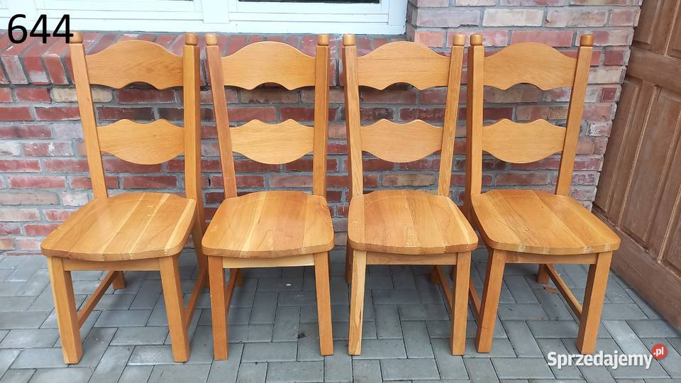 Krzesła dębowe drewniane 4 rustykalne twarde Gawroniec