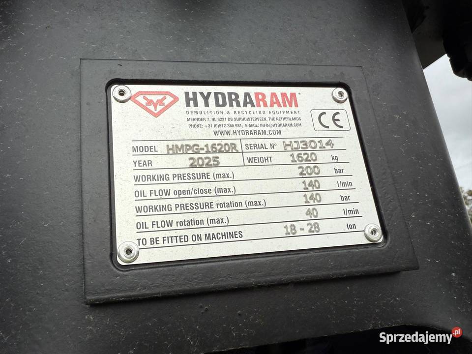 Chwytak hydrauliczny obrotowy wyburzeniowy 1620 Kołodziejewo