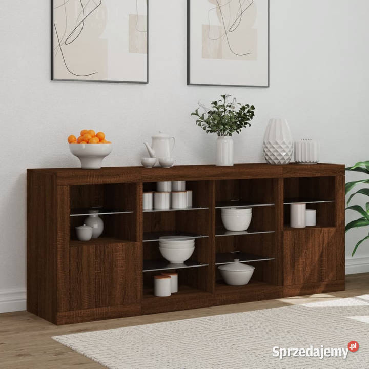 Szafka z oświetleniem LED brązowy dąb 163x37x67 Warszawa