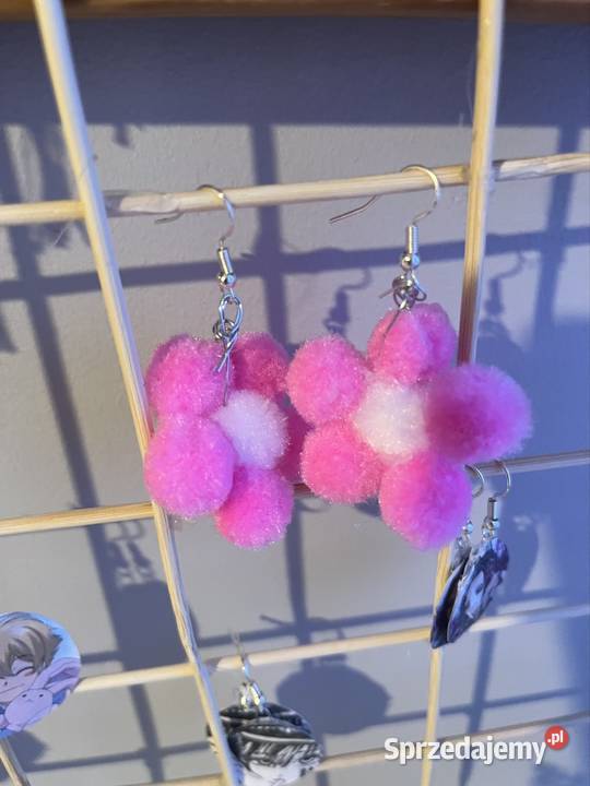 Kolczyki z małych pomponów handmade Poznań