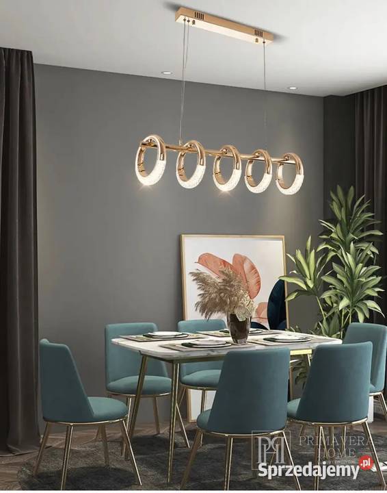 Żyrandol nowoczesny złoty glamour podłużny Round Lampy wiszące Warszawa