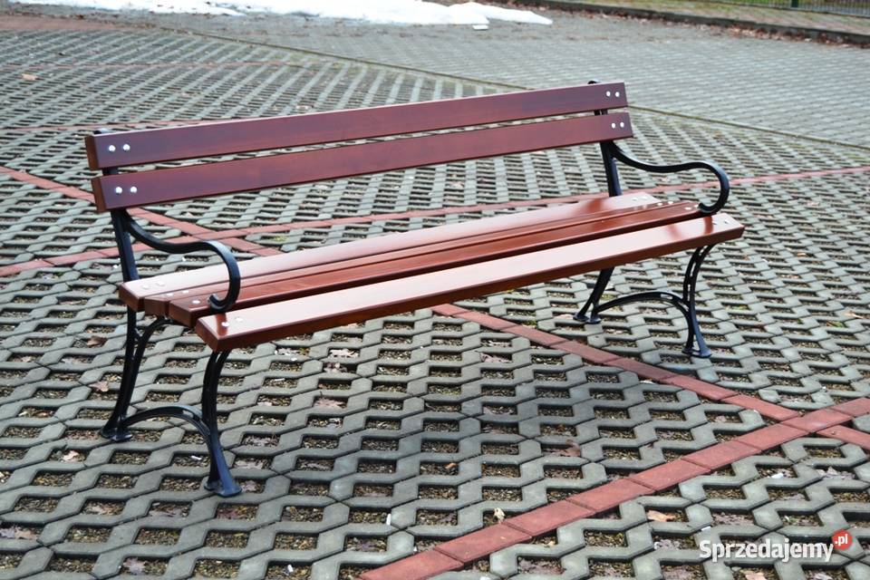 Ławka z oparciem podłokietnik miejska ogrodowa Sękowa
