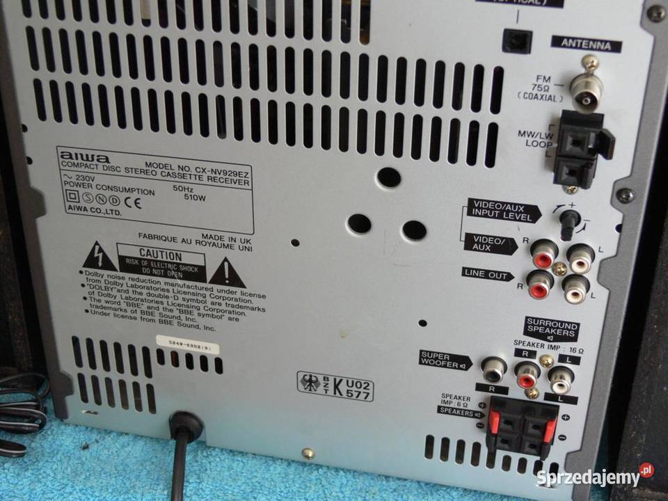 Wieża Aiwa 510 wat kolumny AUX CD radio Karaoke Jasło