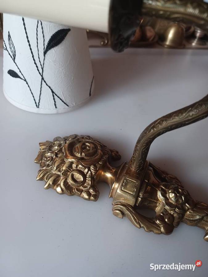 Piękny kinkiet mosiężny z abażurem Poznań