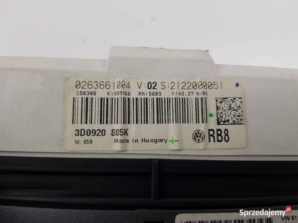 LICZNIK ZEGAR 3D0920885K PHAETON osobowe kujawsko-pomorskie Lipno