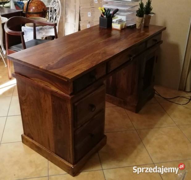drewniane indyjskie biurko gabinetowe palisander 145cm Limanowa sprzedam