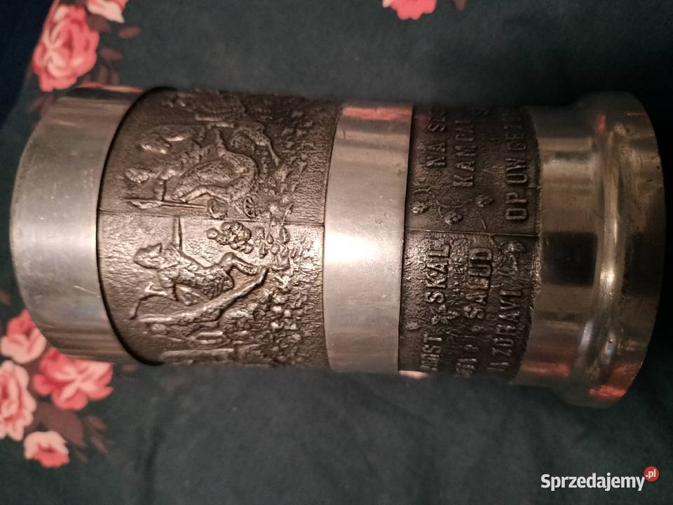 Metalowy kubek cynowy kielich sygnowany Choszczno