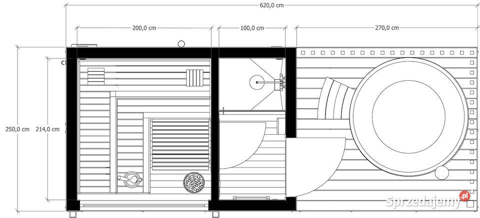 Sauna ogrodowa Sofia 620 x 250 Sauny śląskie