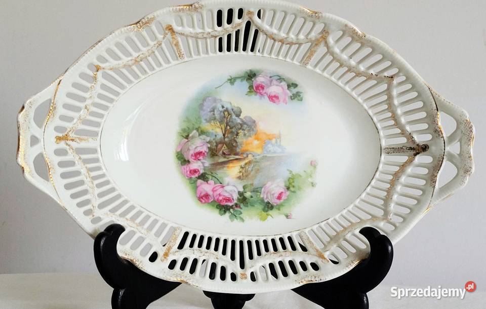 Zabytkowa ażurowa patera z uszami w secesyjnym Kraków sprzedam