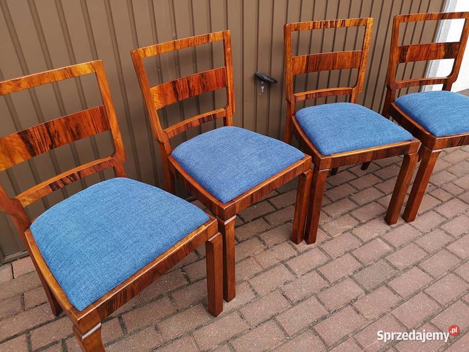 Krzesła ARTDECO Orzech Stare Antyk Komplet 4 Swarzędz