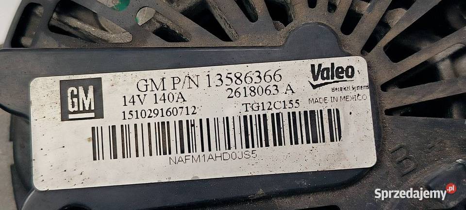 ALTERNATOR OPEL MERIVA B II 13586366 osobowe Lipno sprzedam