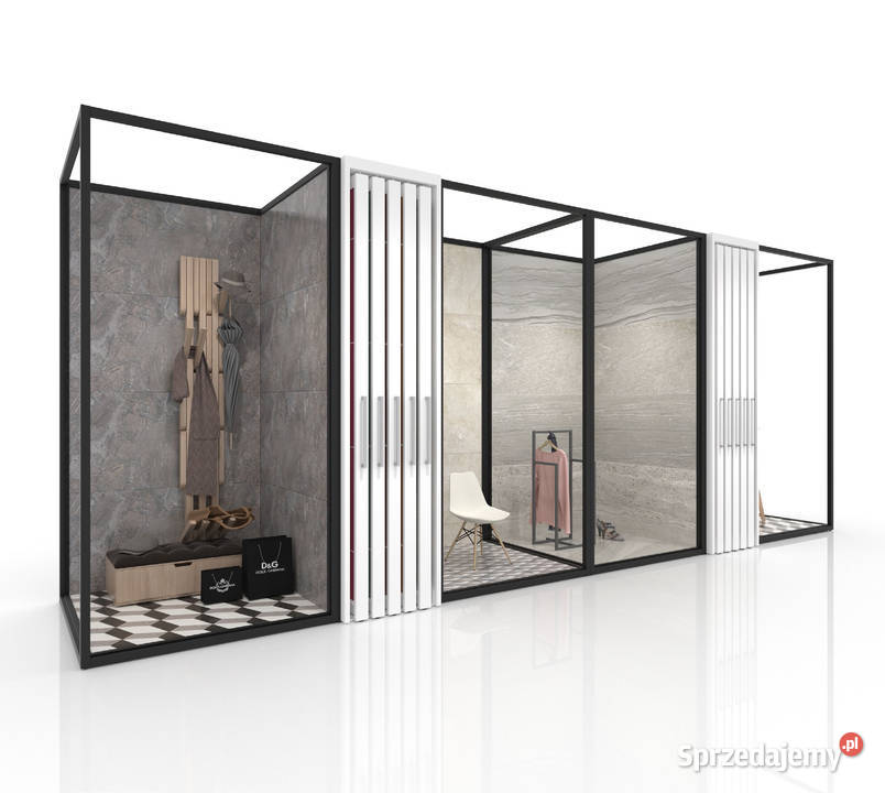 Ekspozytor na kamień płytki boks szybki montaż