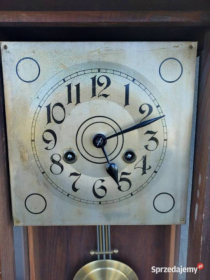 Stary mały zegar ścienny FMS ok 1910r witraż