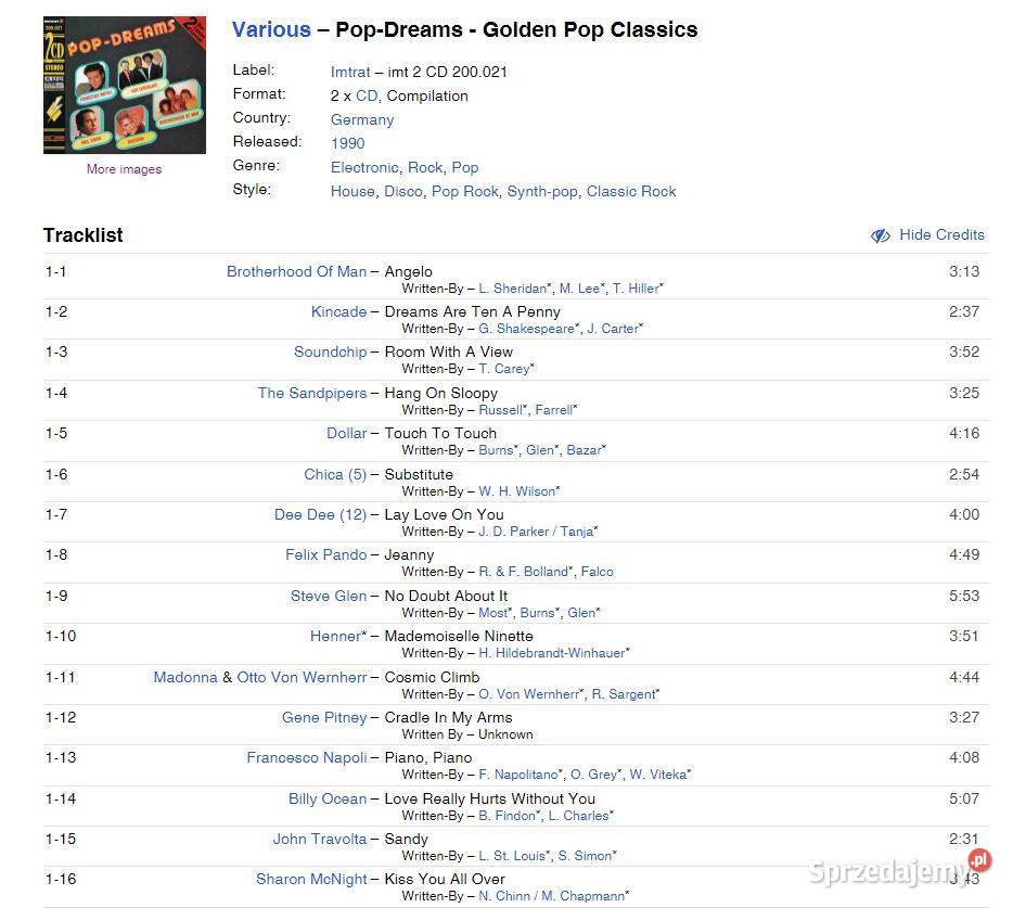 Various PopDreams Golden Pop Classics 1990 Label Biłgoraj