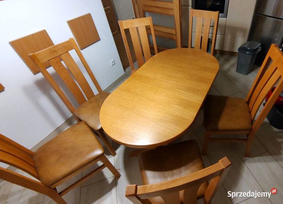 Stół drewniany rozkładany 6 krzeseł sprzedam
