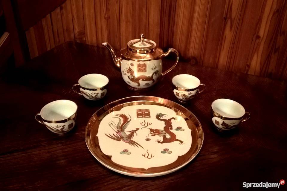 Serwis do herbaty kawy złocona chińska porcelana opolskie