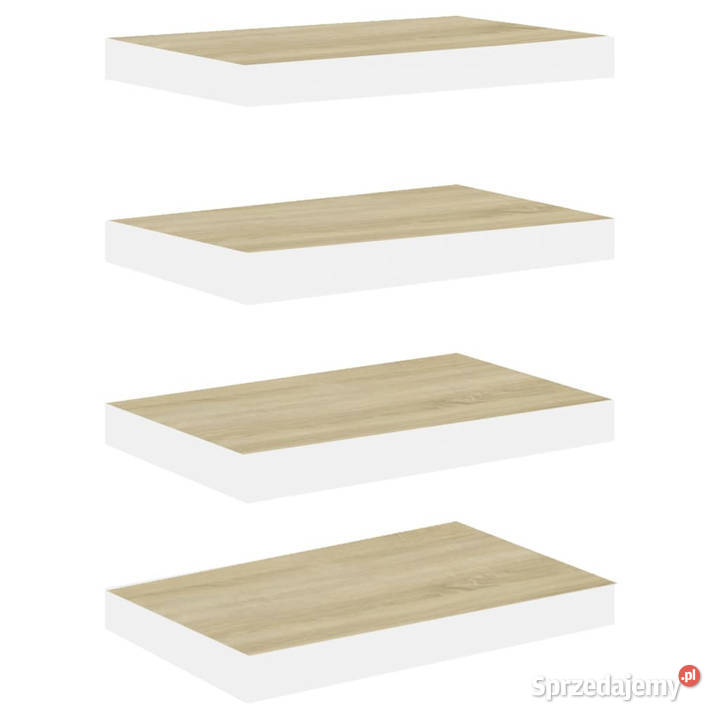 Półki ścienne 4 kolor dębu i biel 50x23x38 MDF