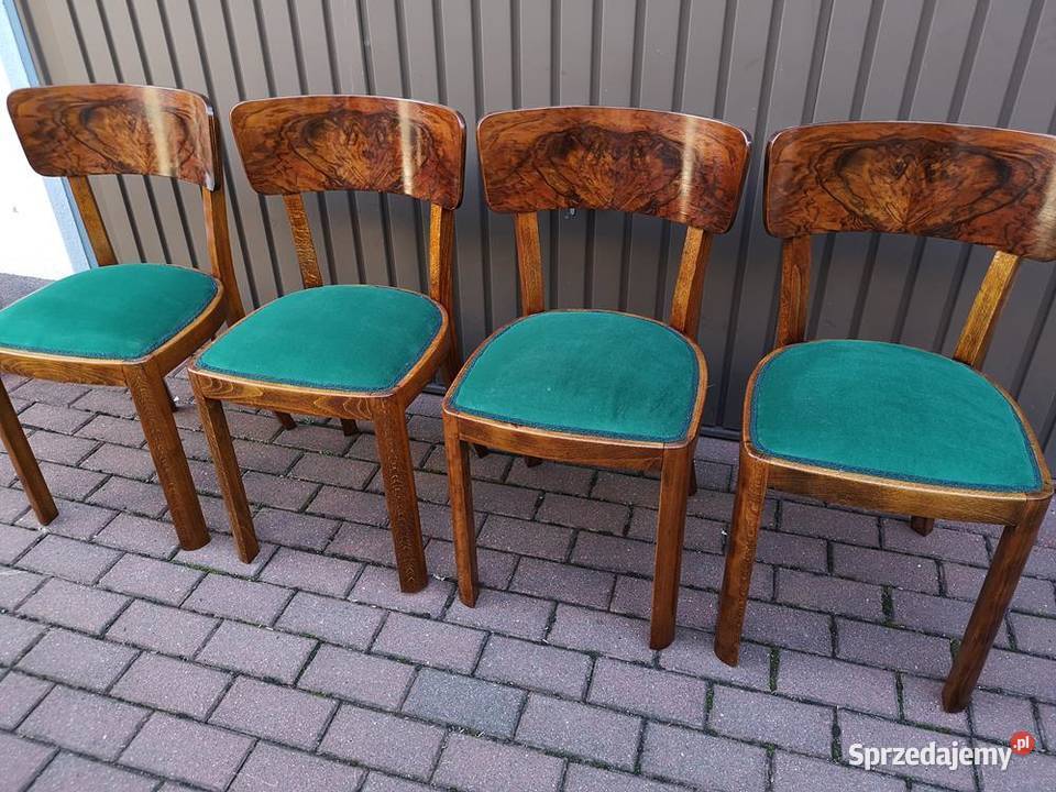 Krzesła ARTDECO Orzech Stare Antyk Komplet 4 Swarzędz sprzedam