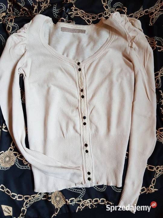 sweter zapinany zdobiony koronkowy kardigan