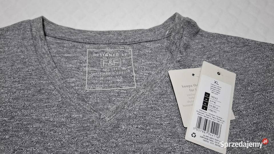 Koszulka krótki rękaw Tshirt FF XL szary melanż śląskie