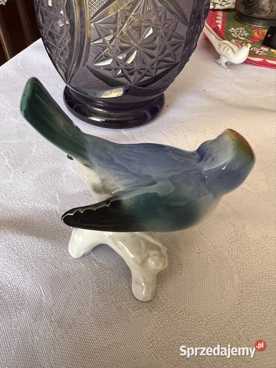 Porcelanowy ptaszek vintage antyk